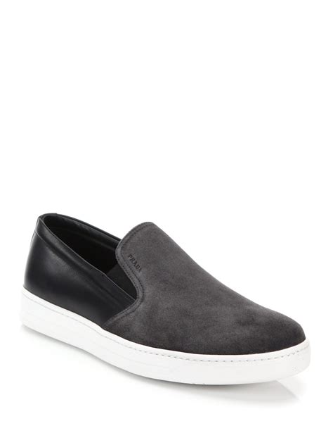 prada sneakers grey|Prada men's slip on sneakers.